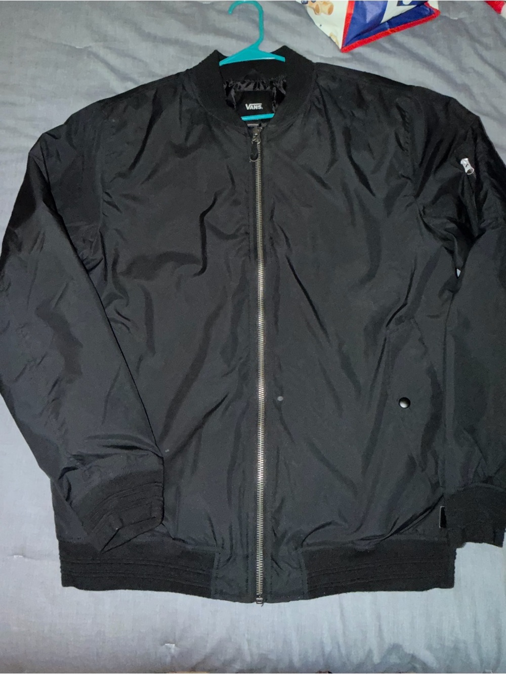 Vans Black Men's Bomber Jacket with Zip Front